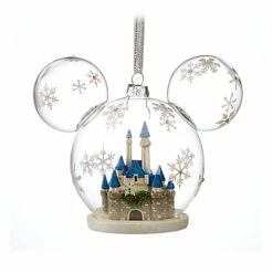 Brand new ???? Disney Mickey Ears Ornament - Mickey Mouse Fantasyland Castle Globe ✔️