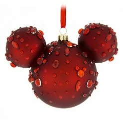 Deals ❤️ Disney ❄ Christmas Ornament - Mickey Mouse Icon - Red Ruby Gems ????