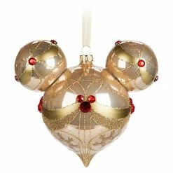 New ❤️ Disney Mickey Ears ❄ Christmas Ornament - Mickey Mouse Icon - Champagne ????