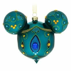 Budget ⭐ Disney ???? Christmas Ornament - Mickey Mouse Icon - Blue Peacock ????