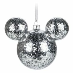 Discount ???? Disney Mickey Ears Ornament - Mickey Mouse Icon - Silver Confetti ✔️