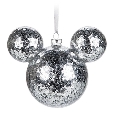 Discount ???? Disney Mickey Ears Ornament - Mickey Mouse Icon - Silver Confetti ✔️