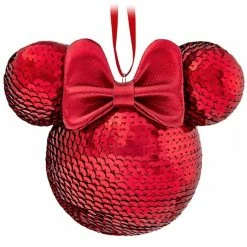 Top 10 ✔️ Disney Mickey Ears Icon Ornament - Minnie Mouse Sequined - Red ⭐