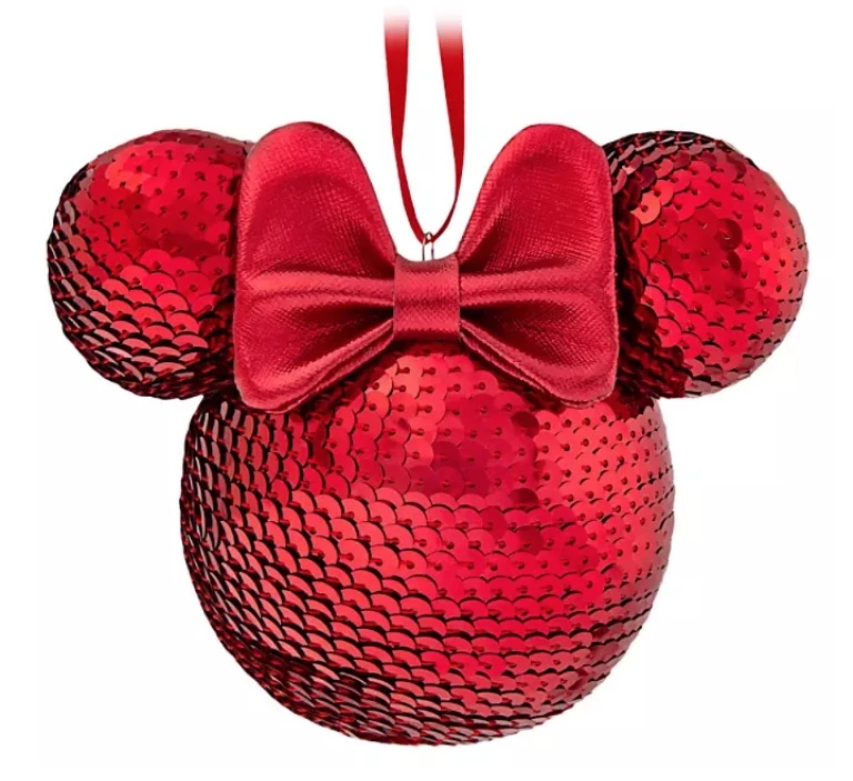 Top 10 ✔️ Disney Mickey Ears Icon Ornament - Minnie Mouse Sequined - Red ⭐