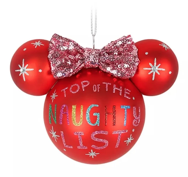 Outlet ???? Disney Mickey Ears Icon Ornament - Minnie Mouse - Naughty List ????