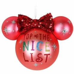 Best Pirce ???? Disney Mickey Ears Icon Ornament - Minnie Mouse - Nice List ⭐