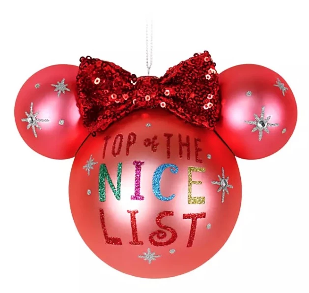 Best Pirce ???? Disney Mickey Ears Icon Ornament - Minnie Mouse - Nice List ⭐