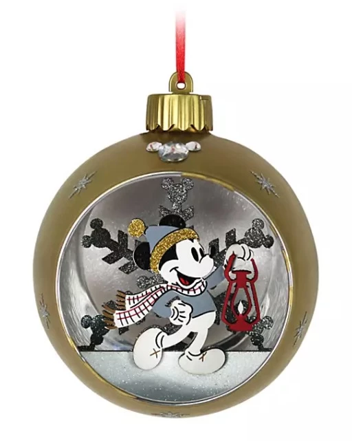 Discount ???? Disney Glass Ball Ornament - Mickey Mouse Light-Up - Silver & Gold ????