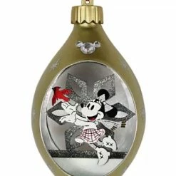 Budget ???? Disney Glass Drop Ornament - Minnie Mouse Light-Up - Silver & Gold ❤️