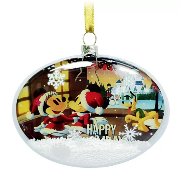 Wholesale ???? Disney Glass Oval Ornament - Santa Mickey Mouse & Friends ????