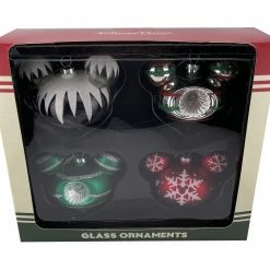 Outlet ???? Disney Ornament Set - Glass Mickey Mouse Icon - Set Of 4 ????
